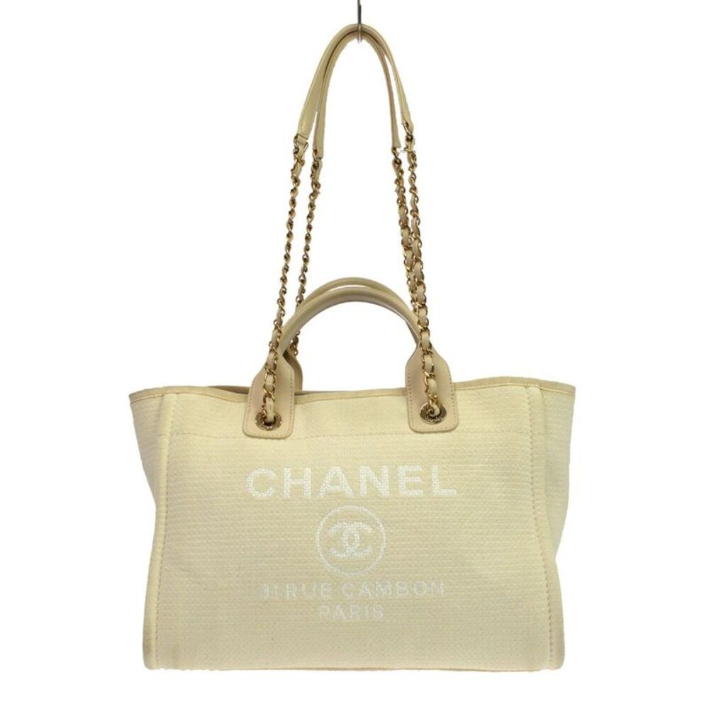 Chanel Deauville Nm Mixed Fibers White Canvas Tote Bag Bag